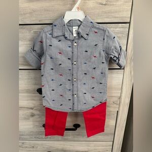 Carter's Gray Shirt with Dinosaur Print